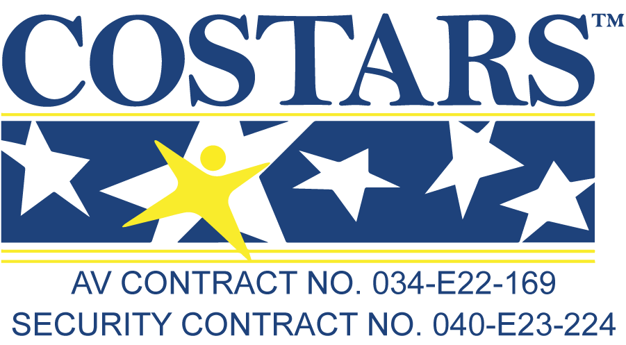 COSTARS Logo in blue. AV Contract No. 034-E22-169; Security Contract No. 040-E23-224