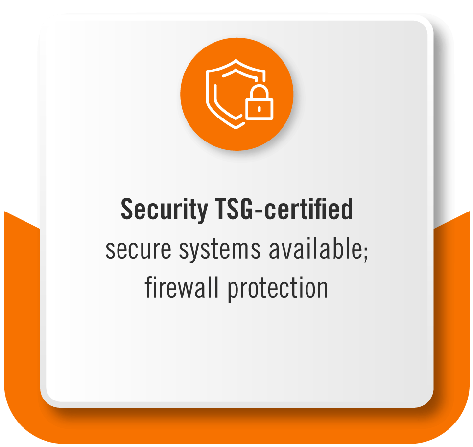 SECURITY TSG-CERTIFIED security systems available; firewall protection