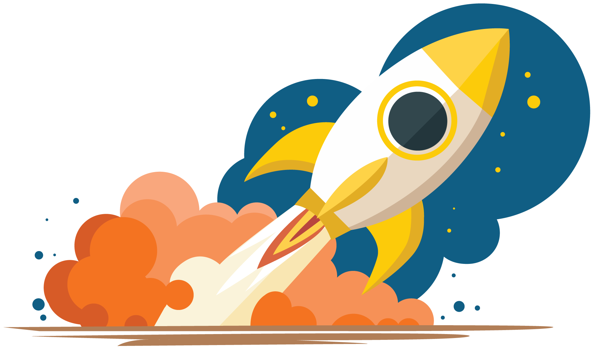 Illustration of a rocket blasting off - give your network a boost!