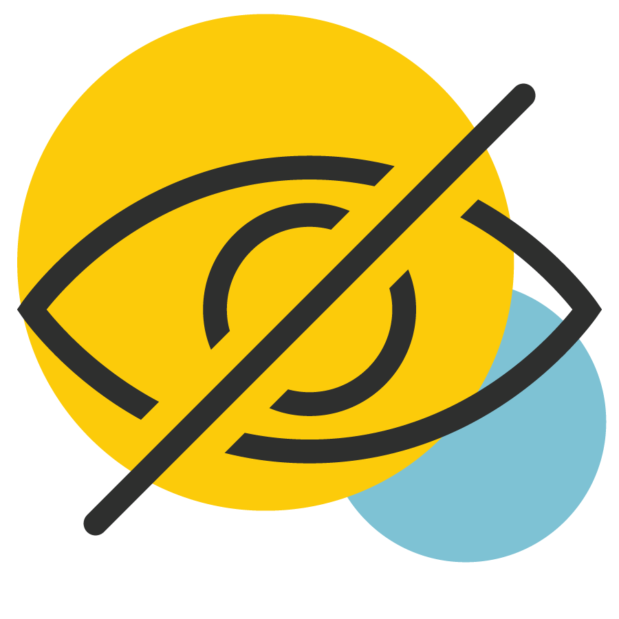 Gaps in Camera Coverage icon - eye with a NO slash through it