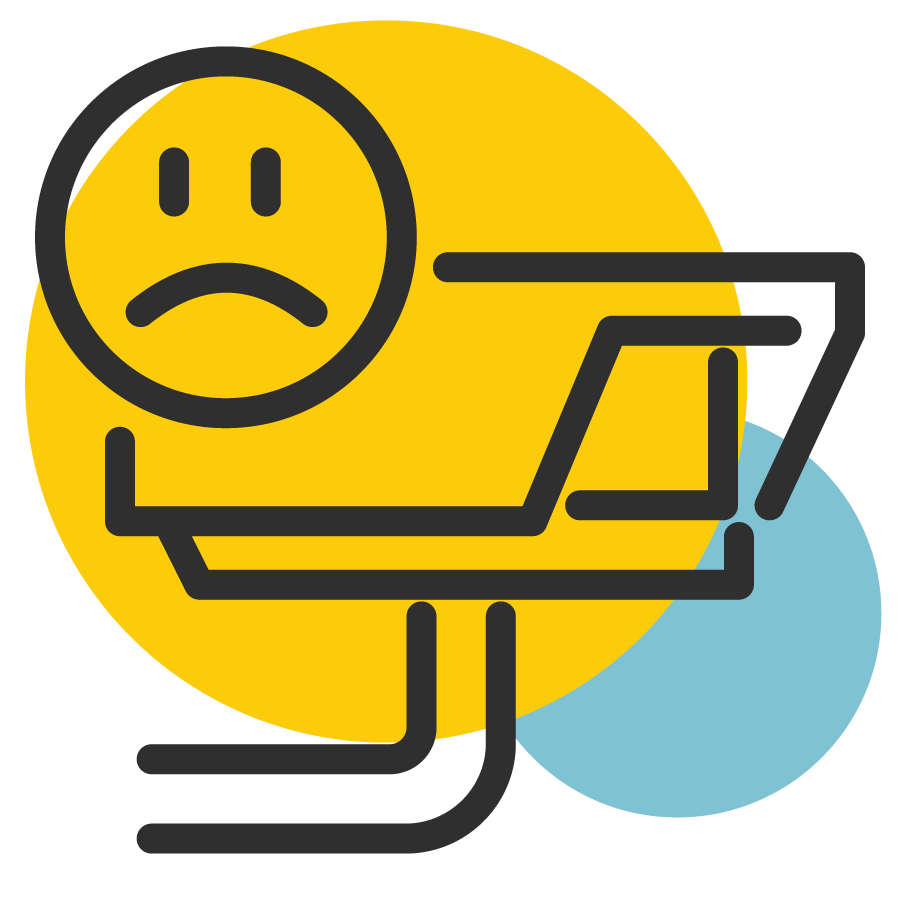Poor Surveillance Quality icon - sad face above a camera