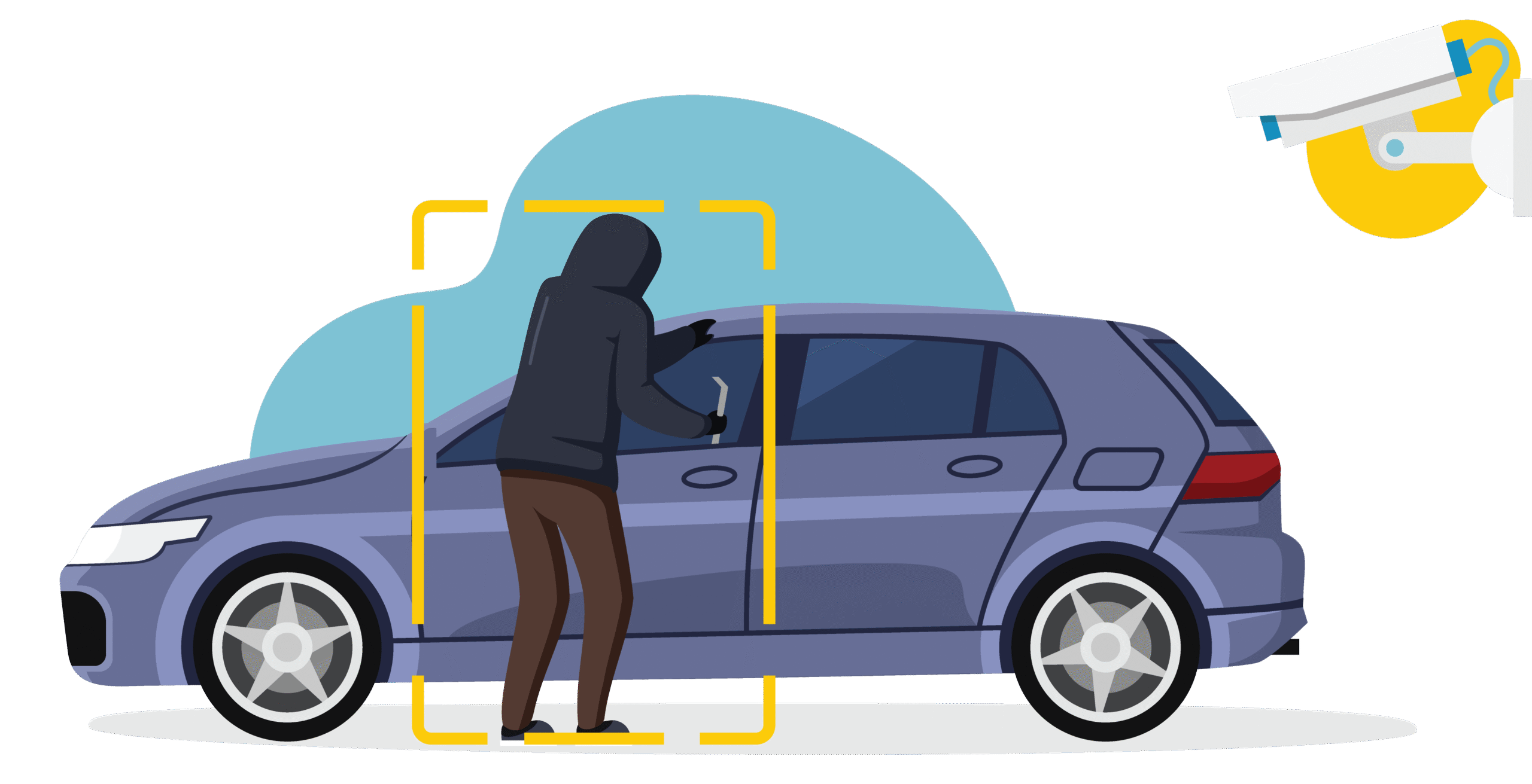 Dealership Industry - Car Theft Surveillance Illustration
