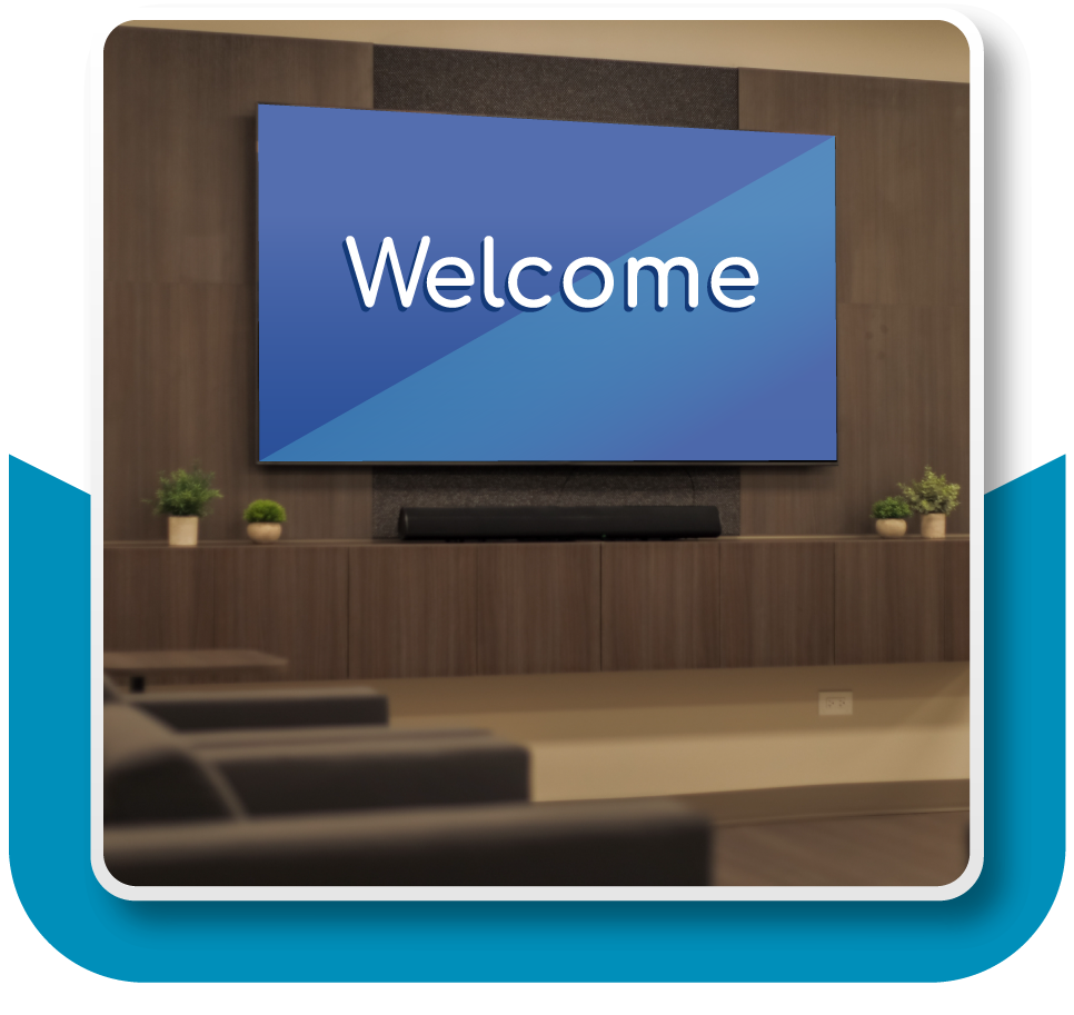 Framed image: Digital sign in a religious lobby area