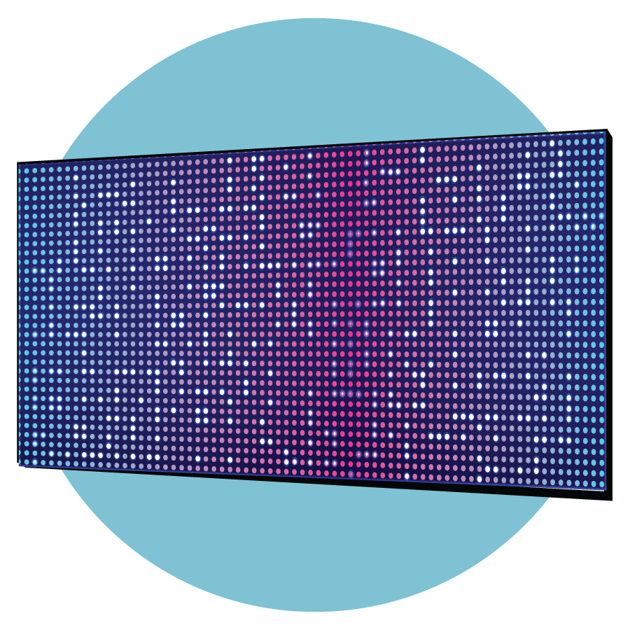 An illustration of a large video wall display.
