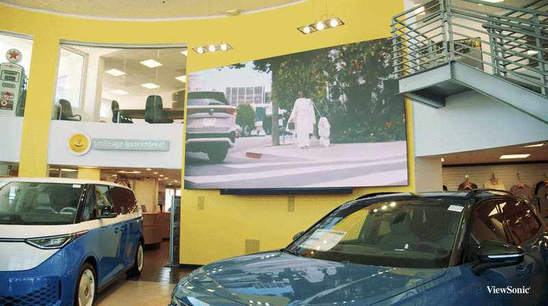 Video Wall application in a car dealership from our manufacturer, ViewSonic
